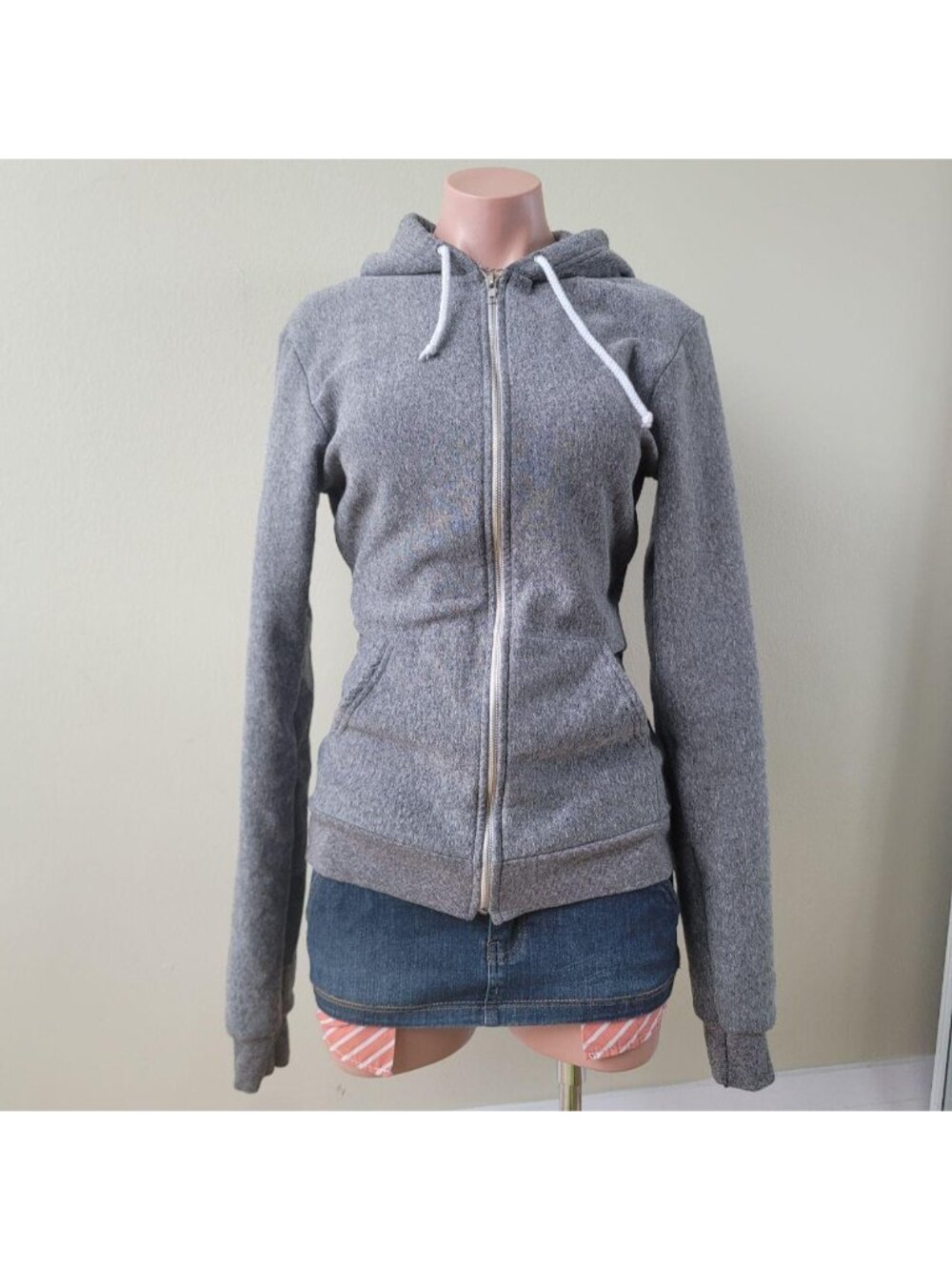 American Apparel Lightweight Cotton Slim Fitted Zip Up Hoodie (One Size)
